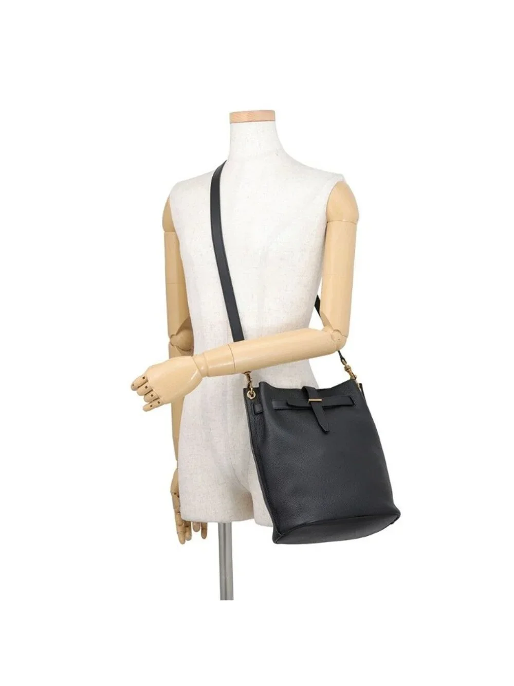 Saint Laurent Paris Shoulder Bag Boucle Leather Black